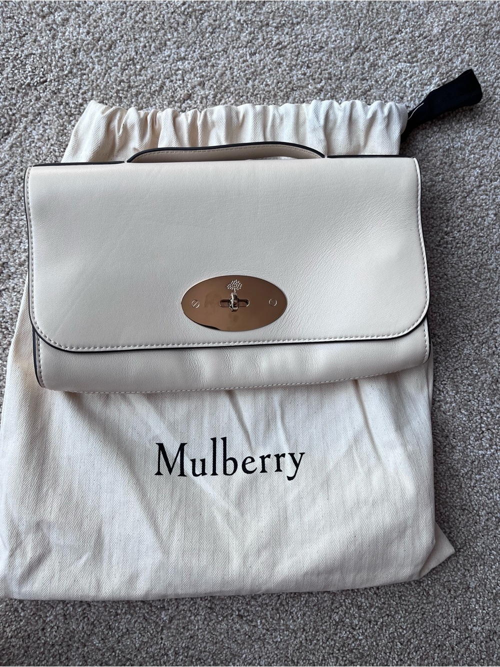 Mulberry Lily Clutch Eggshell Buttery Napa